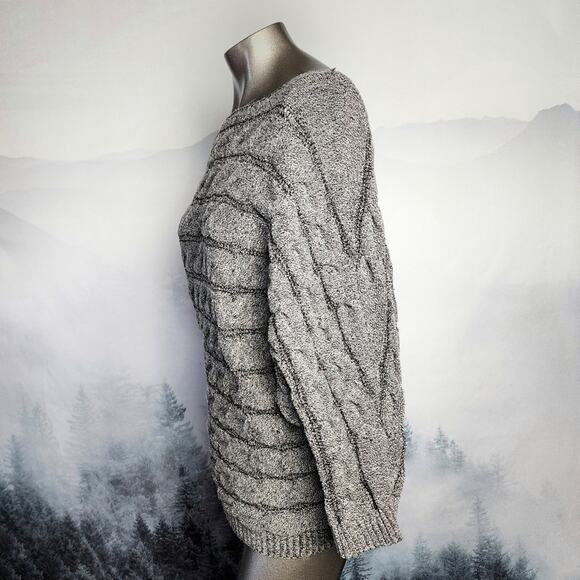 Andrea Jovine Gray Bat Wing Cable Knit Sweater | Women's Large - Picture 5 of 10